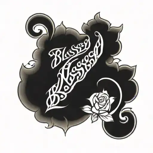 the word blessed in arebic  tattoo design idea