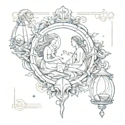 mix of astrological sign aquarius and libra tattoo design idea