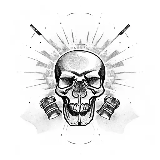 A bottle of Jack Daniels whiskey standing by the DJ console with a skull instead of a cap tattoo design idea