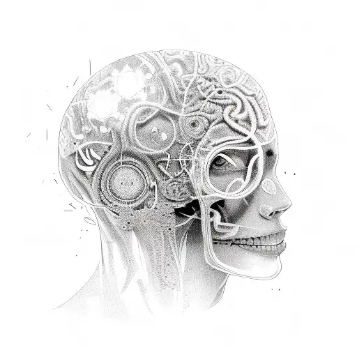 adventerer neuroscientist with mental health issue tattoo design idea