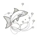 salmon blowing hearts tattoo design idea