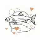 salmon blowing hearts tattoo design idea