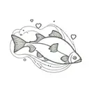 salmon blowing hearts tattoo design idea