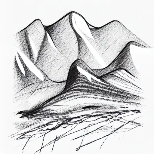 mountain backdrop, blue ridge, nature, hyperrealistic, abstract tattoo design idea
