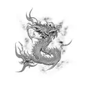 dragao japones e arma  tattoo design idea