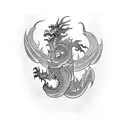 dragao japones e arma  tattoo design idea