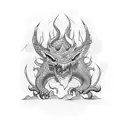 dragao japones e arma  tattoo design idea