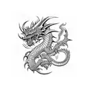dragao japones e arma  tattoo design idea