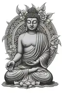 Buddha meditating tattoo design idea