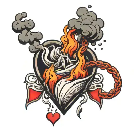 volcano in a heart   tattoo design idea