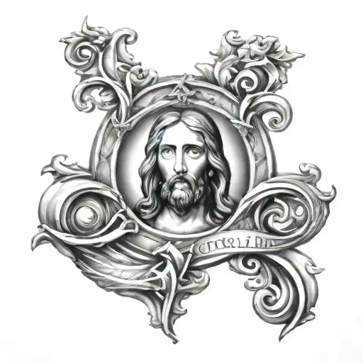 jesus christ alpha omega symbol tattoo design idea