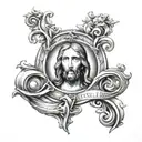 jesus christ alpha omega symbol tattoo design idea