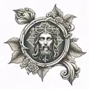 jesus christ alpha omega symbol tattoo design idea