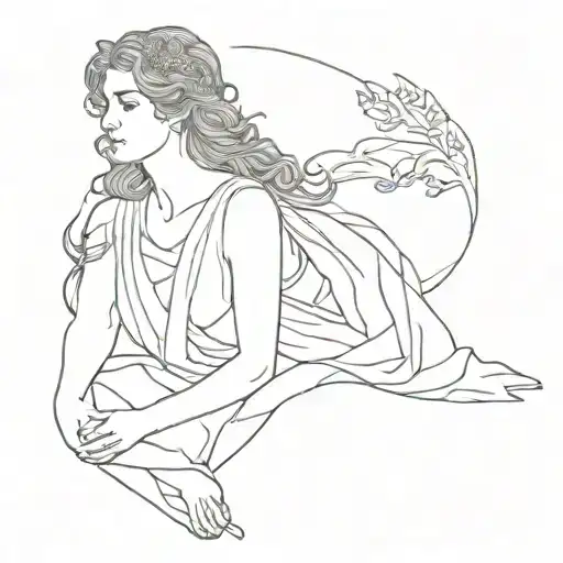 greek goddess Circe sitting tattoo design idea