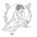 greek goddess Circe sitting tattoo design idea