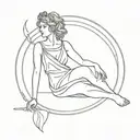 greek goddess Circe sitting tattoo design idea