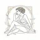 greek goddess Circe sitting tattoo design idea