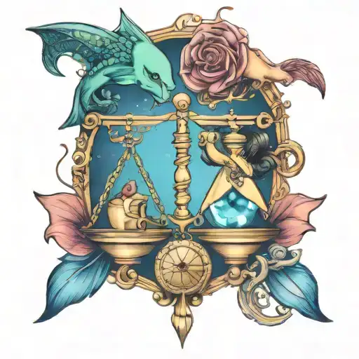 Libra an pisces sign tattoo design idea