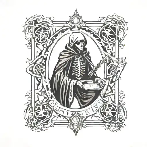 spooky tarot death tarot card tattoo design idea