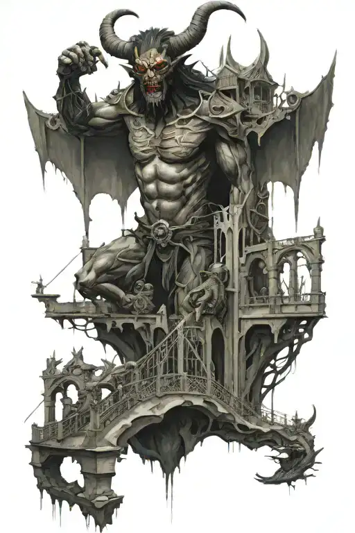 A demon enters the gate bridge tattoo design idea