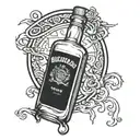 whiskey bottle tattoo design idea