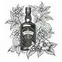 whiskey bottle tattoo design idea