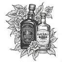 whiskey bottle tattoo design idea