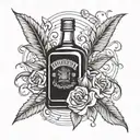 whiskey bottle tattoo design idea