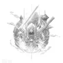 energy sword tattoo design idea