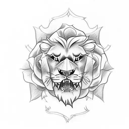 A roaring lion with a rose and something that symbolizes risk/gambling on one side of my forarm on the other side a dove tattoo design idea