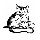 cat and kitten outline  tattoo design idea