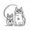 cat and kitten outline  tattoo design idea