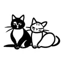 cat and kitten outline  tattoo design idea