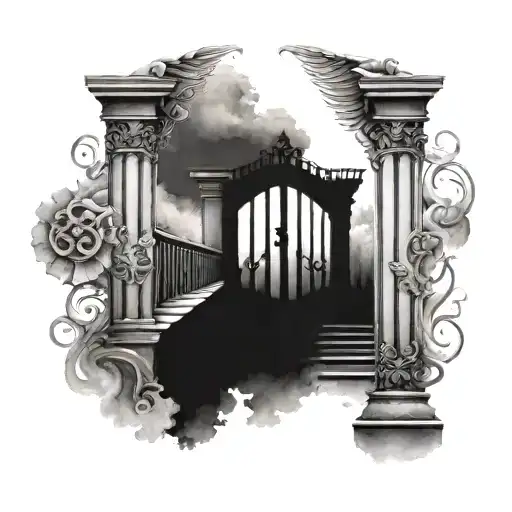 stairs gate to heaven gates tattoo design idea