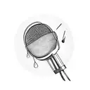 A bird singing into a microphone with money raining down tattoo design idea