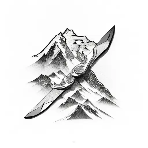 mount baker with two ice axes tattoo design idea
