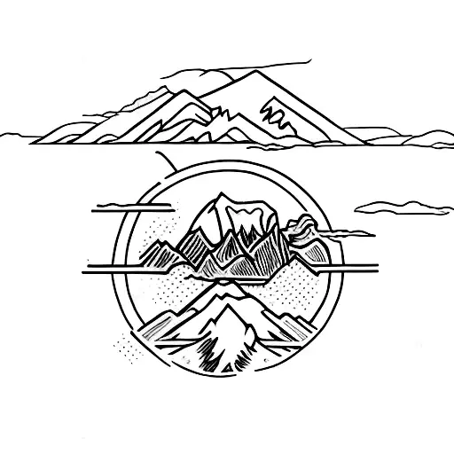mount baker with two ice axes tattoo design idea