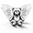 teddy bear with angel wings  tattoo design idea