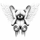 teddy bear with angel wings  tattoo design idea