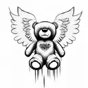 teddy bear with angel wings  tattoo design idea