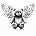 teddy bear with angel wings  tattoo design idea