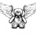 teddy bear with angel wings  tattoo design idea