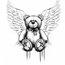 teddy bear with angel wings  tattoo design idea