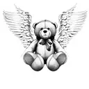 teddy bear with angel wings  tattoo design idea