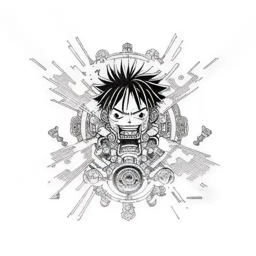 cyberpunk luffy tattoo design idea