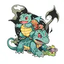 Bulbasaur totodile and squirtle tattoo design idea