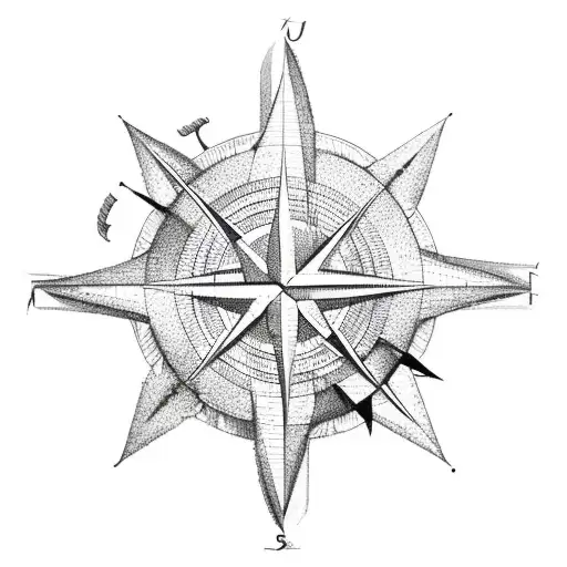 Compass, cross, coconut tree tattoo design idea
