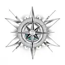 Compass, cross, coconut tree tattoo design idea