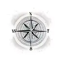 Compass, cross, coconut tree tattoo design idea