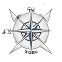 Compass, cross, coconut tree tattoo design idea